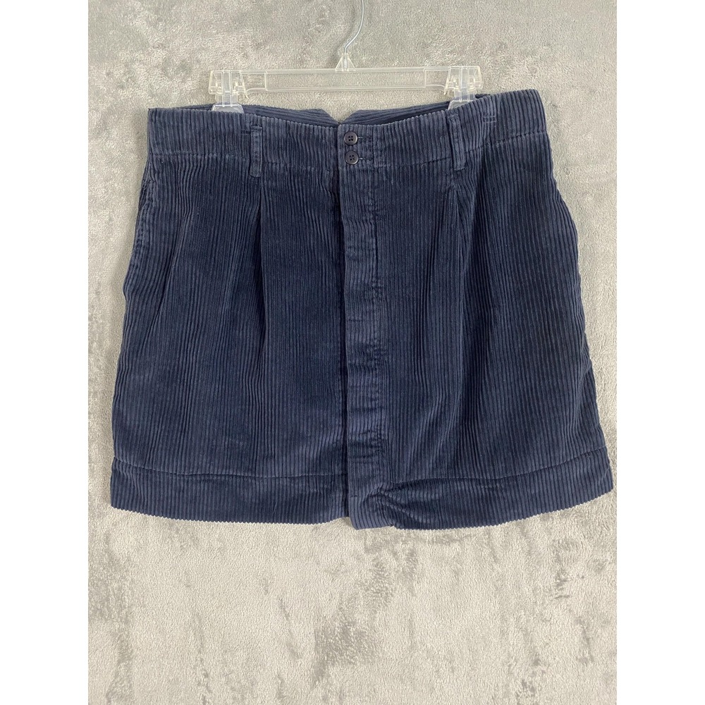 Eddie Bauer Skirt Women Sz 18 Blue Corduroy Button Front Pockets Preppy Academia
